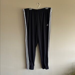 NEW Adidas Black Sweatpants Joggers with White Stripes and Relaxed Fit 2XL